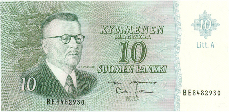 10 Markkaa 1963 Litt.A BE8482930 kl.8